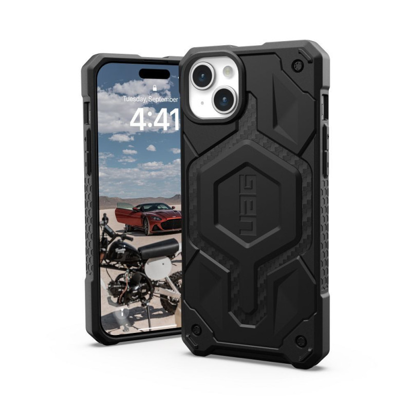 UAG Urban Armor Gear case MONARCH PRO compatible with MagSafe for IPHONE 15 Plus carbon fiber