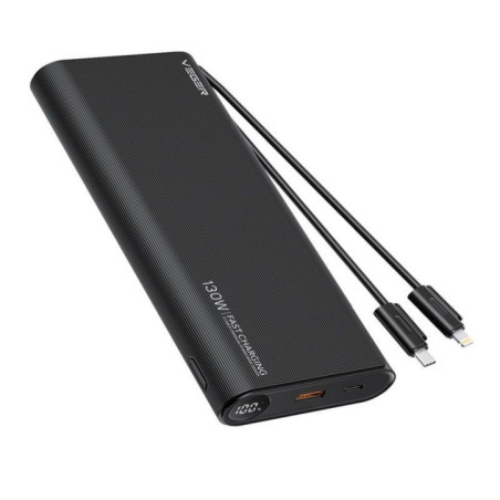 VEGER powerbank 25000 mAh with built-in cables Type C / Lightning PD 130W TCE130 (W2503) black
