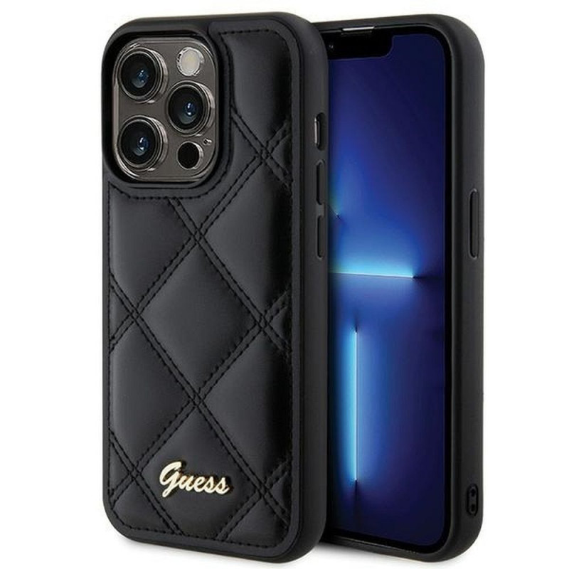 GUESS case for IPHONE 15 Pro GUHCP15LPSQSQSK (Quilted Metal Logo) black
