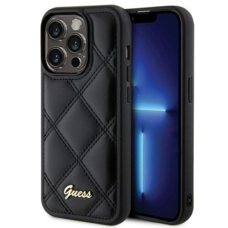 GUESS case for IPHONE 15 Pro GUHCP15LPSQSQSK (Quilted Metal Logo) black