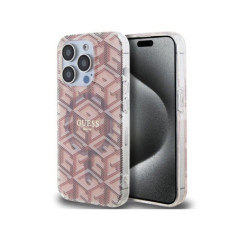 GUESS case for IPHONE 15 Pro compatible with MagSafe GUHMP15LHGCUSTGP (IML GCUBE) pink