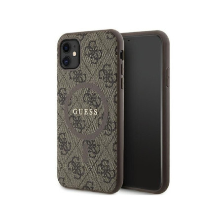 GUESS case for IPHONE 11 compatible with MagSafe GUHMN61G4GFRW (4G Ring classic logo) brown