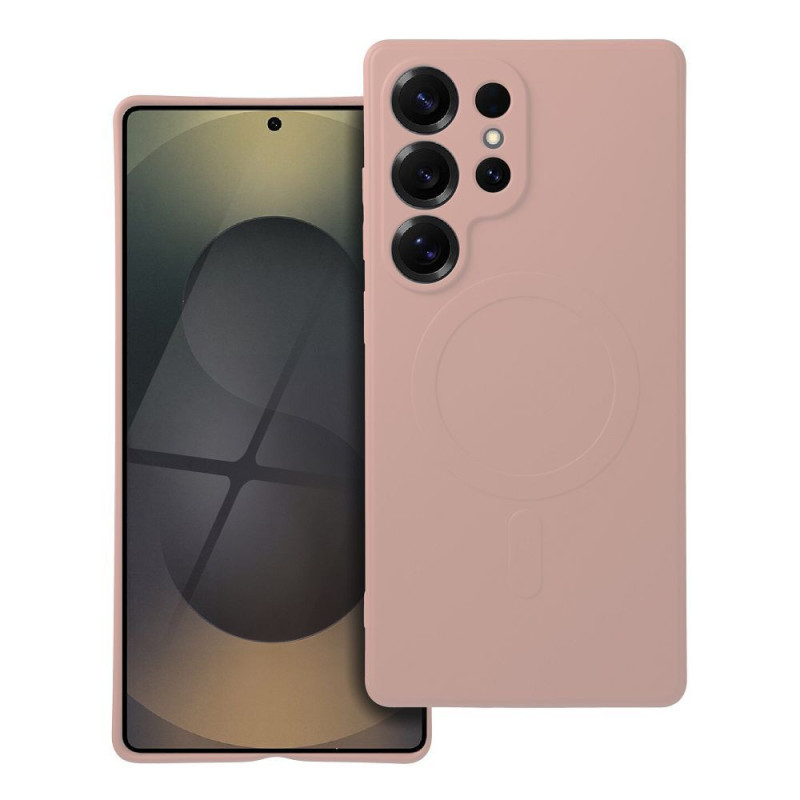 SILICONE MAG COVER case compatible with MagSafe for SAMSUNG S25 Ultra pink