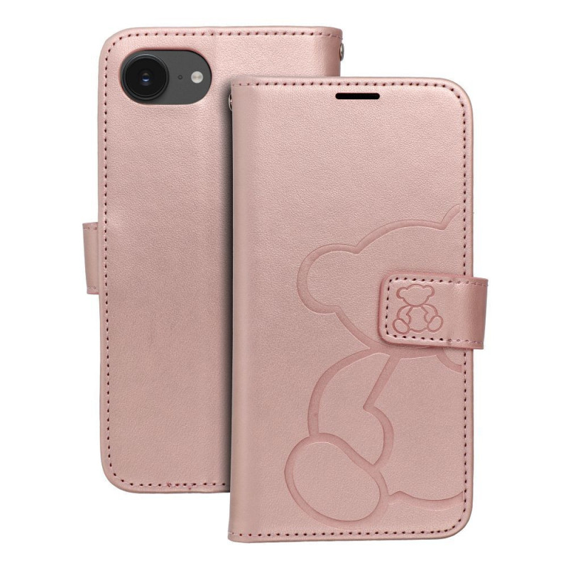 MEZZO Book case for IPHONE 16e (SE 4 2025) teddy bear rose gold MEZZO Book case for IPHONE 16e (SE 4 2025) teddy bear rose gold
