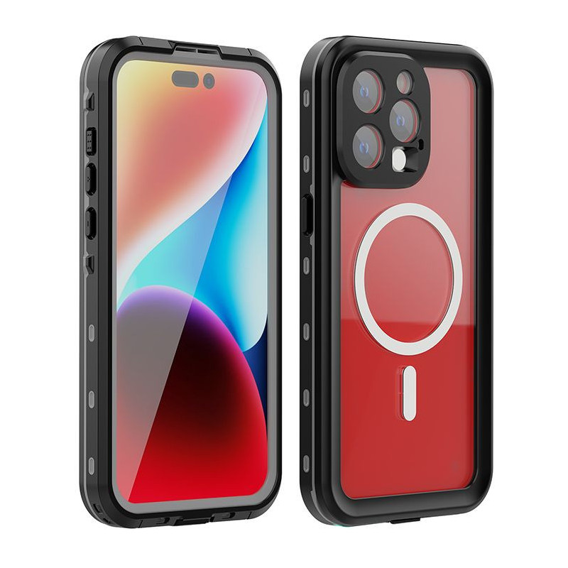 Waterproof case SHELLBOX DOT compatible with MagSafe for IPHONE 15 Pro Max black