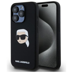 KARL LAGERFELD case for IPHONE 15 Pro compatible with MagSafe KLHMP15LSKHPPLK (SIL KL Head Print) black