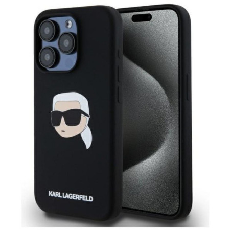 KARL LAGERFELD case for IPHONE 15 Pro compatible with MagSafe KLHMP15LSKHPPLK (SIL KL Head Print) black