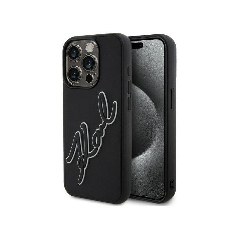 KARL LAGERFELD case for IPHONE 15 Pro KLHCP15L3DRKSDLK (3D Rubber Signature) black