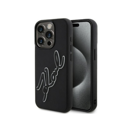KARL LAGERFELD case for IPHONE 15 Pro KLHCP15L3DRKSDLK (3D Rubber Signature) black