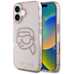 KARL LAGERFELD case for IPHONE 16 KLHCP16SHKHDCELP (IML Rhinestones S K Head) pink