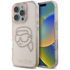 KARL LAGERFELD case for IPHONE 16 Pro Max KLHCP16XHKHDCELP (IML Rhinestones S K Head) pink