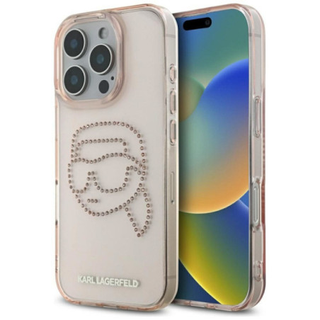 KARL LAGERFELD case for IPHONE 16 Pro Max KLHCP16XHKHDCELP (IML Rhinestones S K Head) pink
