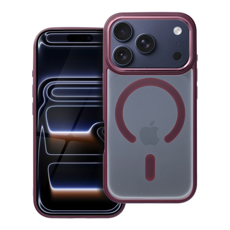 MATTE MAG COVER case compatible with MagSafe for IPHONE 17 Pro plum red