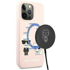 KARL LAGERFELD case for IPHONE 13 Pro Max KLHMP13XSSKCI (Ikonik Karl and Choupette + MAG) light pink