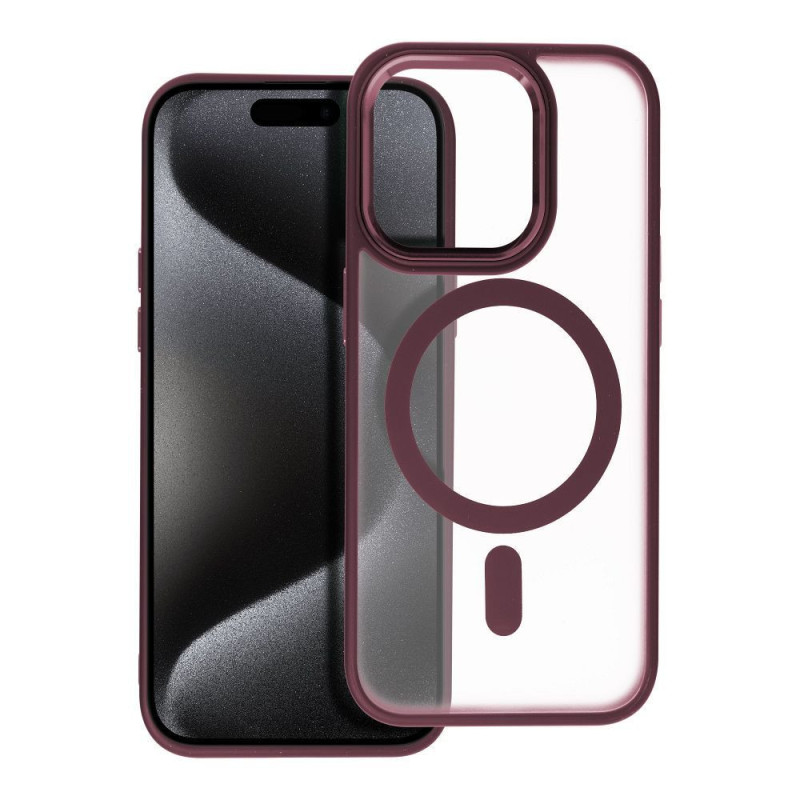 MATTE MAG COVER case compatible with MagSafe for IPHONE 15 Pro plum red