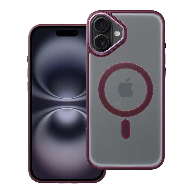 MATTE MAG COVER case compatible with MagSafe for IPHONE 16 Plus plum red