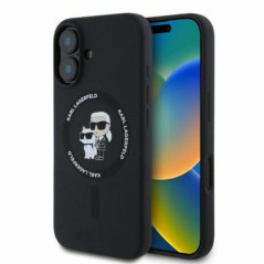 KARL LAGERFELD case for IPHONE 16 compatible with MagSafe KLHMP16SSCMKCRHK (Silicone KC Body Ring) black