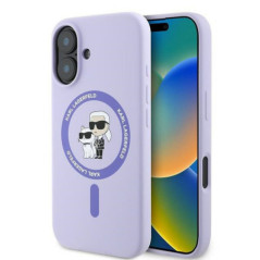 KARL LAGERFELD case for IPHONE 16 Plus compatible with MagSafe KLHMP16MSCMKCRHU (Silicone KC Body Ring) purple