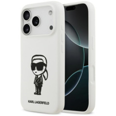 KARL LAGERFELD case for IPHONE 17 Pro compatible with MagSafe KLHMP17LSKIGROH (Silicone W/ KL Sketch & Logo) white
