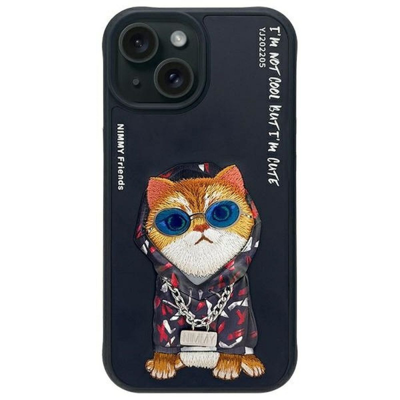 NIMMY case GLASSES COOL CAT for IPHONE 15 black NIMMY case GLASSES COOL CAT for IPHONE 15 black