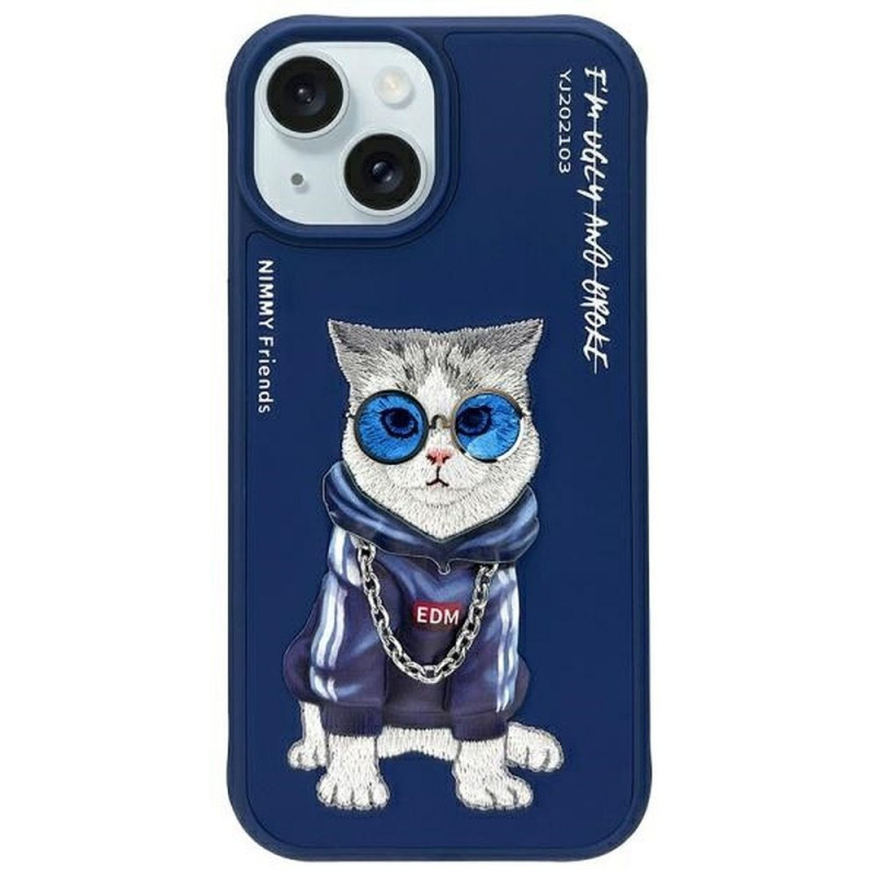 NIMMY case GLASSES COOL CAT for IPHONE 15 blue