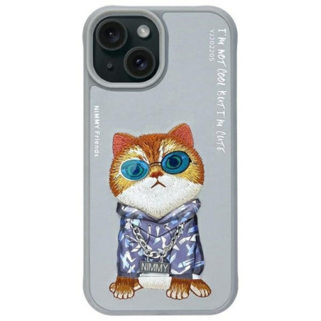 NIMMY case GLASSES COOL CAT for IPHONE 15 gray