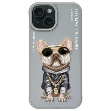 NIMMY case GLASSES COOL DOG for IPHONE 15 gray