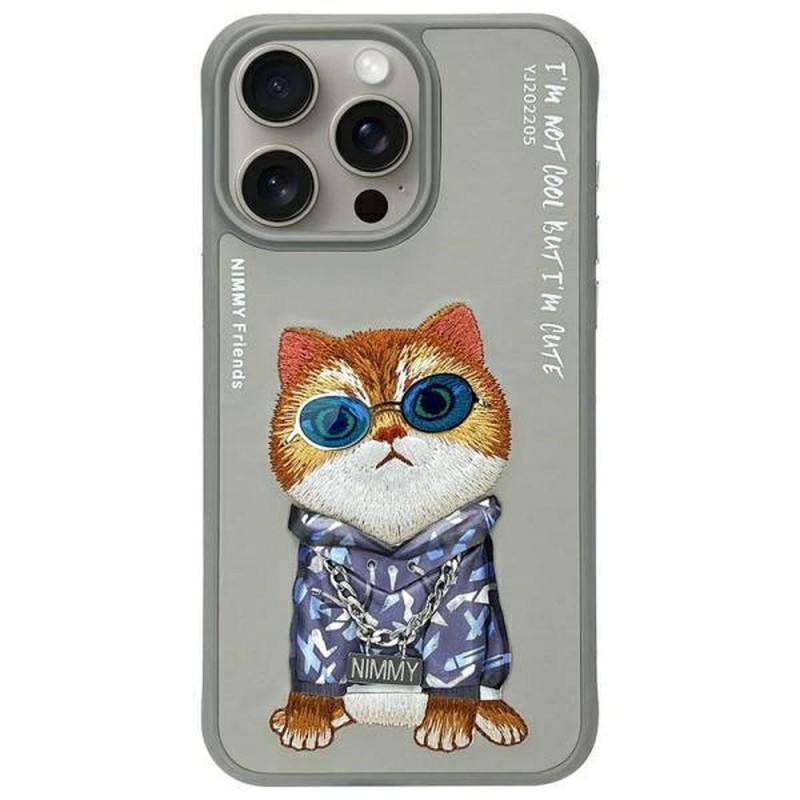 NIMMY case GLASSES COOL CAT for IPHONE 15 Pro gray
