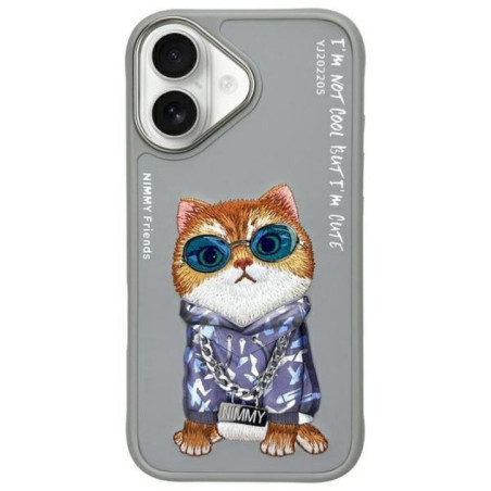 NIMMY case GLASSES COOL CAT for IPHONE 16 gray