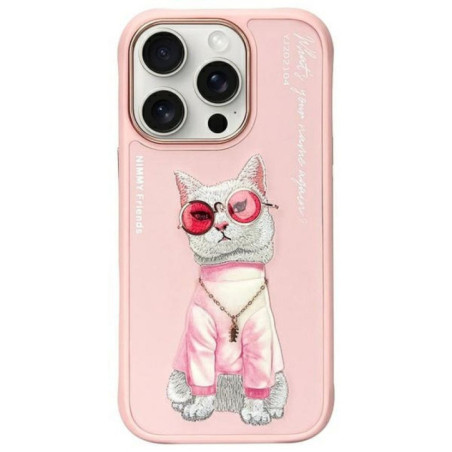 NIMMY case GLASSES COOL CAT for IPHONE 16 Pro Max pink