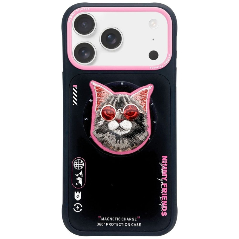 NIMMY case GLASSES COOL CAT compatible with MagSafe for IPHONE 17 black pink