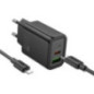 Phone charger Hoco USB A + USB C QC3.0 PD 3A 20W + cable USB C to USB C N61 black Phone charger Hoco USB A + USB C QC3.0 PD 3A 20W + cable USB C to USB C N61 black