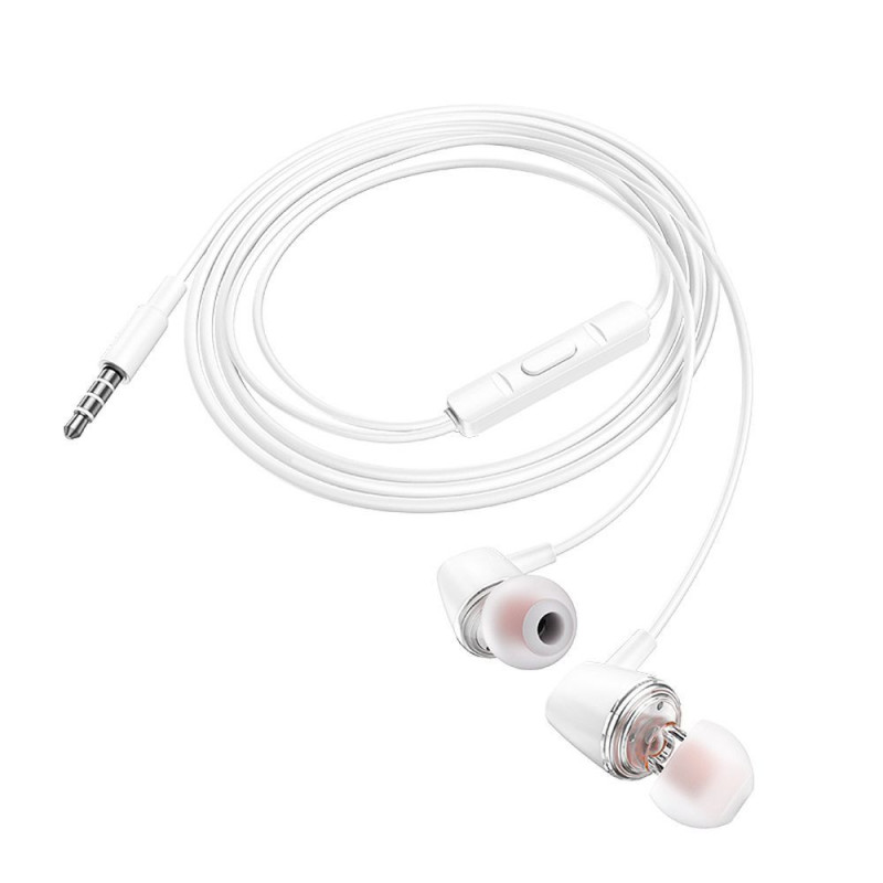 HOCO wire earphones Jack 3,5 mm with microphone M107 white