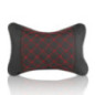 Car headrest pillow with stitching black red