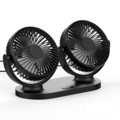 Dual car fan powered by USB black