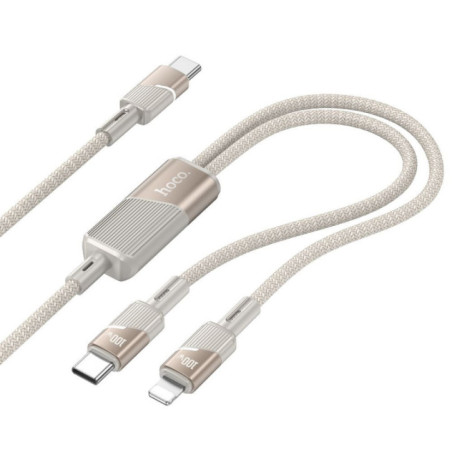 Cable 2in1 USB C to USB C + Lightning Hoco 5A 100W 1