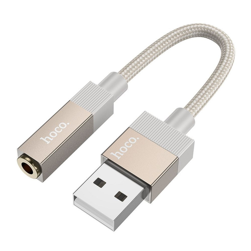 Adapter AUX USB A (male) to Jack 3,5 mm (female) Hoco UPA32D gold