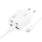 Phone charger Hoco 2 x USB C + 2 x USB A QC3.0 PD 3A 20W + cable USB C to USB C N55 white