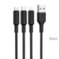 Cable 3in1 USB A to Lightning / Micro USB / USB C Hoco 2A 1 m X25 black