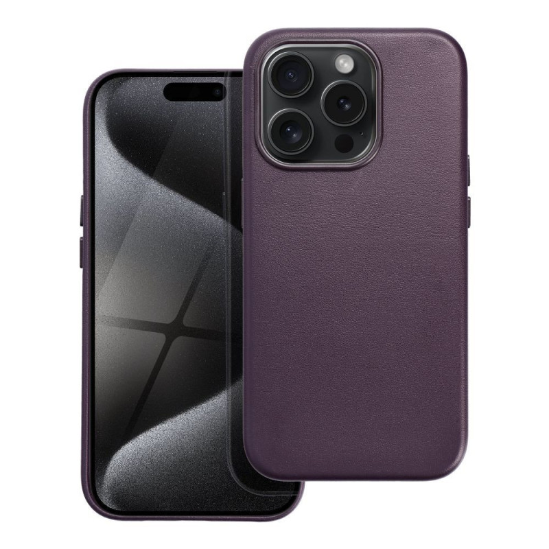 LEATHER MAG COVER case for IPHONE 15 Pro dark violet LEATHER MAG COVER case for IPHONE 15 Pro dark violet