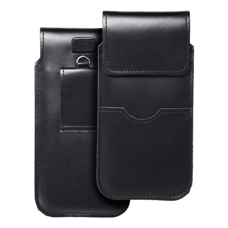 ROYAL - Leather universal flap pocket / black - Size XL - IPHONE 11 / 12 / 13 / SAMSUNG S7 EDGE