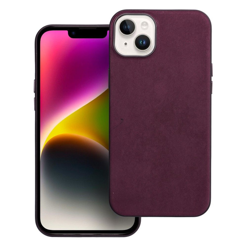 WOVEN MAG COVER case compatible with MagSafe for IPHONE 14 Plus burgundy