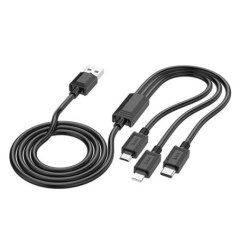 Cable 3in1 USB A to Lightning / Micro USB / USB C Hoco 2A X74 1 m black