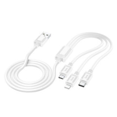 Cable 3in1 USB A to Lightning / Micro USB / USB C Hoco 2A 1 m X74 white