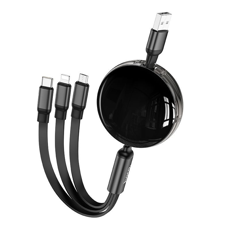 Cable 3in1 USB A to Lightnig / Micro USB / USB C Hoco 2A 1 m X78 black