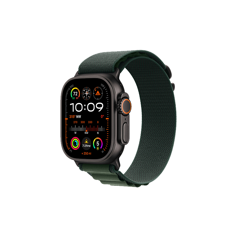 Watch Apple Watch Ultra 2 (2024) LTE 49mm Black Titanium Case with Alpine Loop L - Dark Green