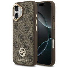 GUESS case for IPHONE 17 compatible with MagSafe GUHMP17SP4GRMDEW (PU W/ 4G Strass Logo) brown