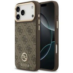 GUESS case for IPHONE 17 Pro Max compatible with MagSafe GUHMP17XP4GRMDEW (PU W/ 4G Strass Logo) brown