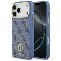 GUESS case for IPHONE 17 Pro Max compatible with MagSafe GUHMP17XP4GRMDEB (PU W/ 4G Strass Logo) blue
