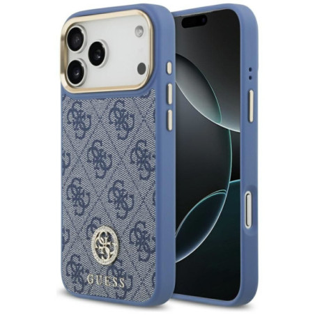 GUESS case for IPHONE 17 Pro Max compatible with MagSafe GUHMP17XP4GRMDEB (PU W/ 4G Strass Logo) blue